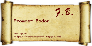 Frommer Bodor névjegykártya